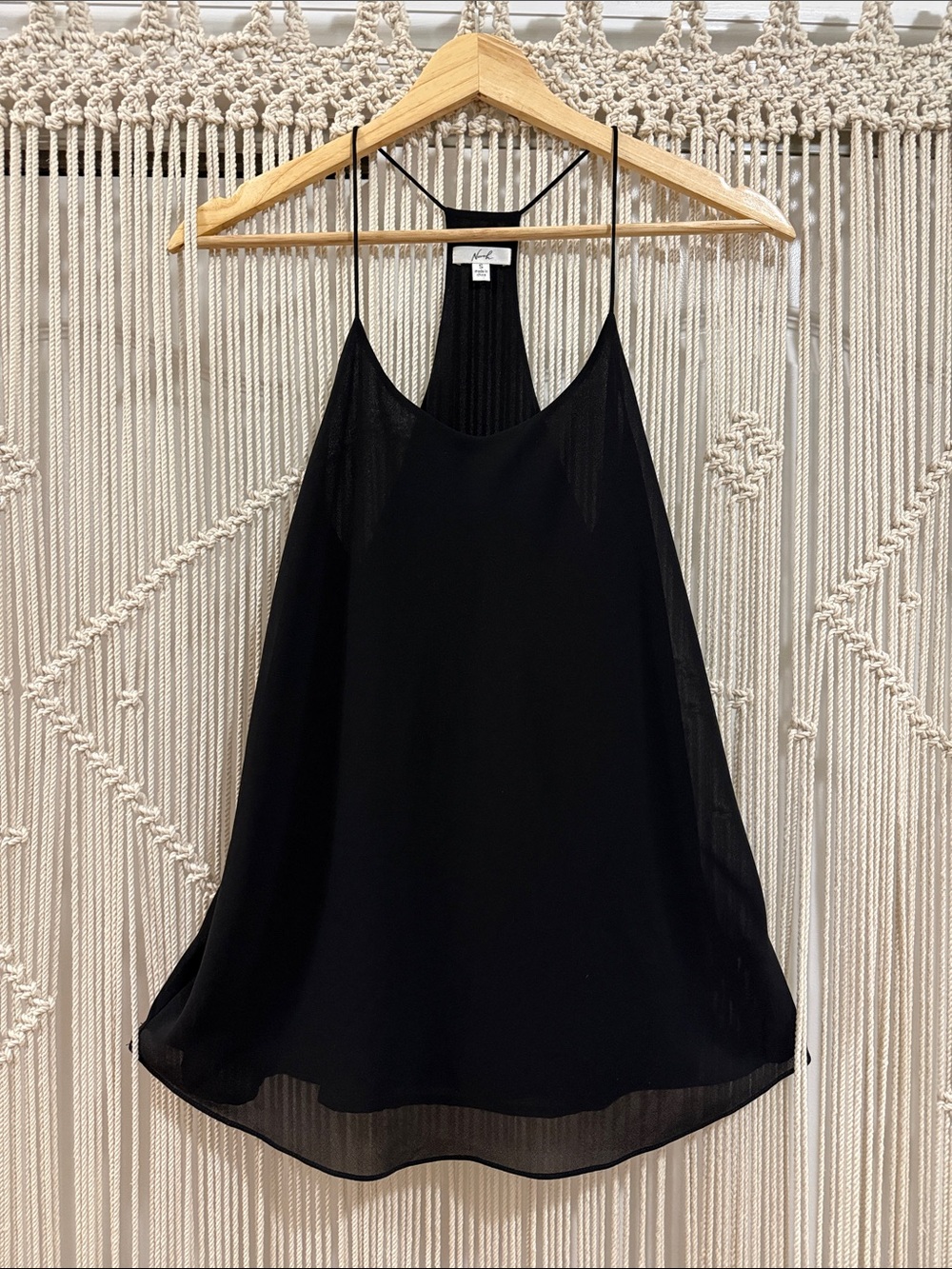 Norah Women's Black Sheer Racerback Camisole Tank